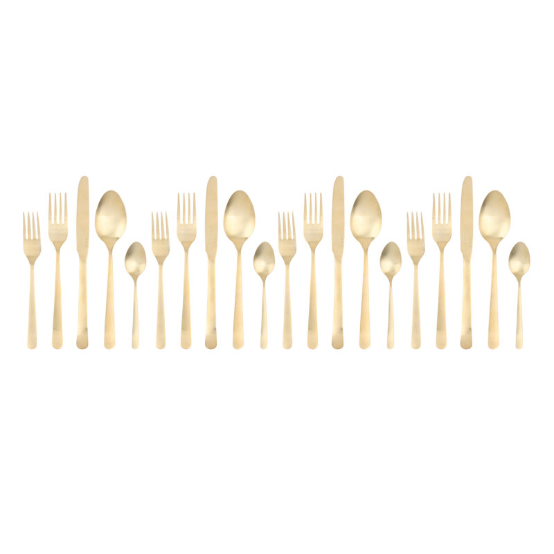 Oslo 20 Piece 18/10 Stainless Steel Flatware Set, Service for 4, Gold