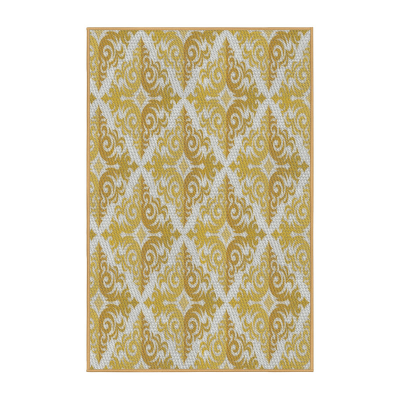 Tapis damassé jaune Krébiel, Rectangle 5 pi x 7 pi