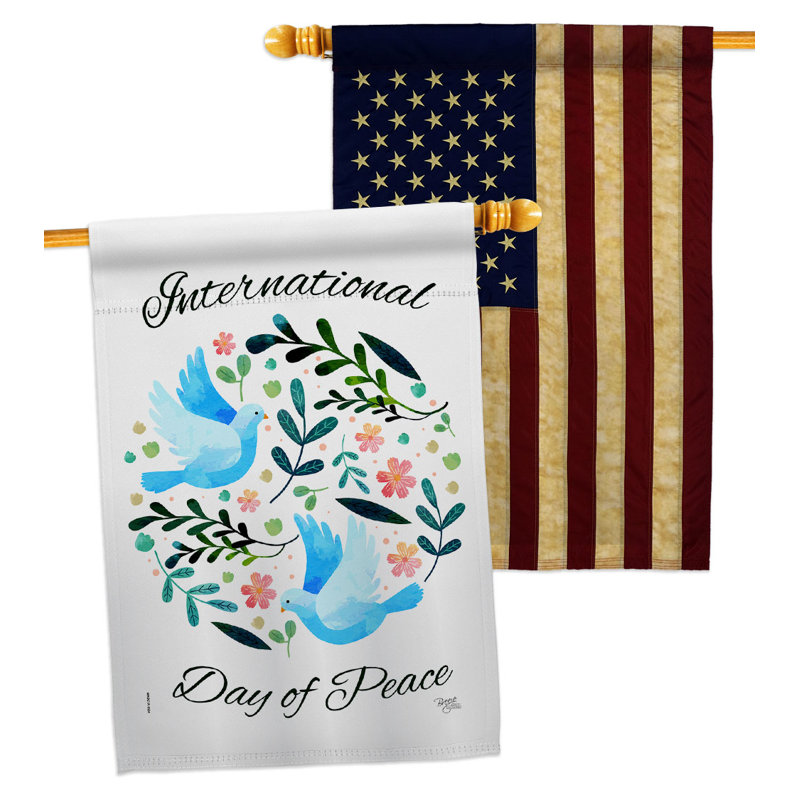 Drapeau de maison 40 po x 28 po en polyester pour la Journée internationale de la Paix