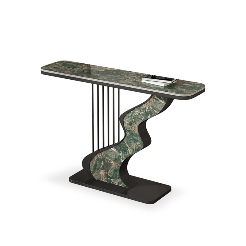 Console rectangulaire en pierre frittée; fer, H 31,5 po x l 39,37 po x P 11,81 po, Noir/vert, Vert