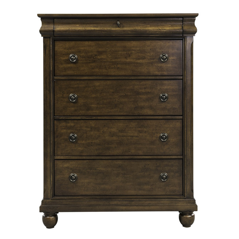 Ensemble de chambre à coucher avec lit à panneaux, commode et miroir Lenny, 4 pièces : Lit, Commode, commode, miroir