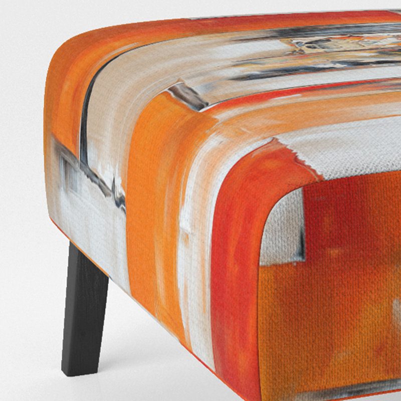 Brechta Vibrant Curve Design II - Velvet Upholstered Modern Slipper Chair, Orange/White
