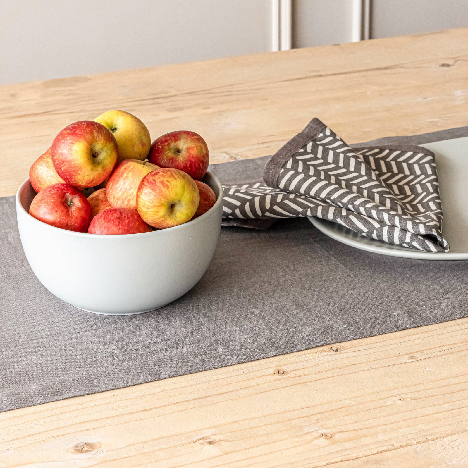 Linen Table Runner, Gray, 18" W x 108" L