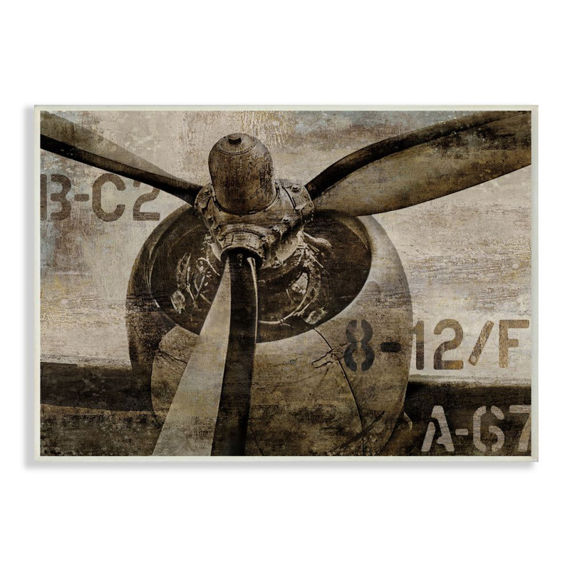 «Air plane Rotor Vintage Wood Texture» par Dylan Matthews - impression d'art graphique, H 10 po x l 15 po, Plaque murale