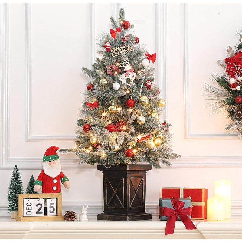 3 Ft Pre-Lit Artificial Mini Christmas Tree, With 78 LED Lights