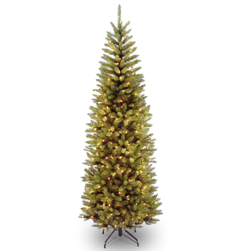 Kingswood Pencil 9' Green Fir Artificial Christmas Tree with 500 Clear Lights with Stand, 6'