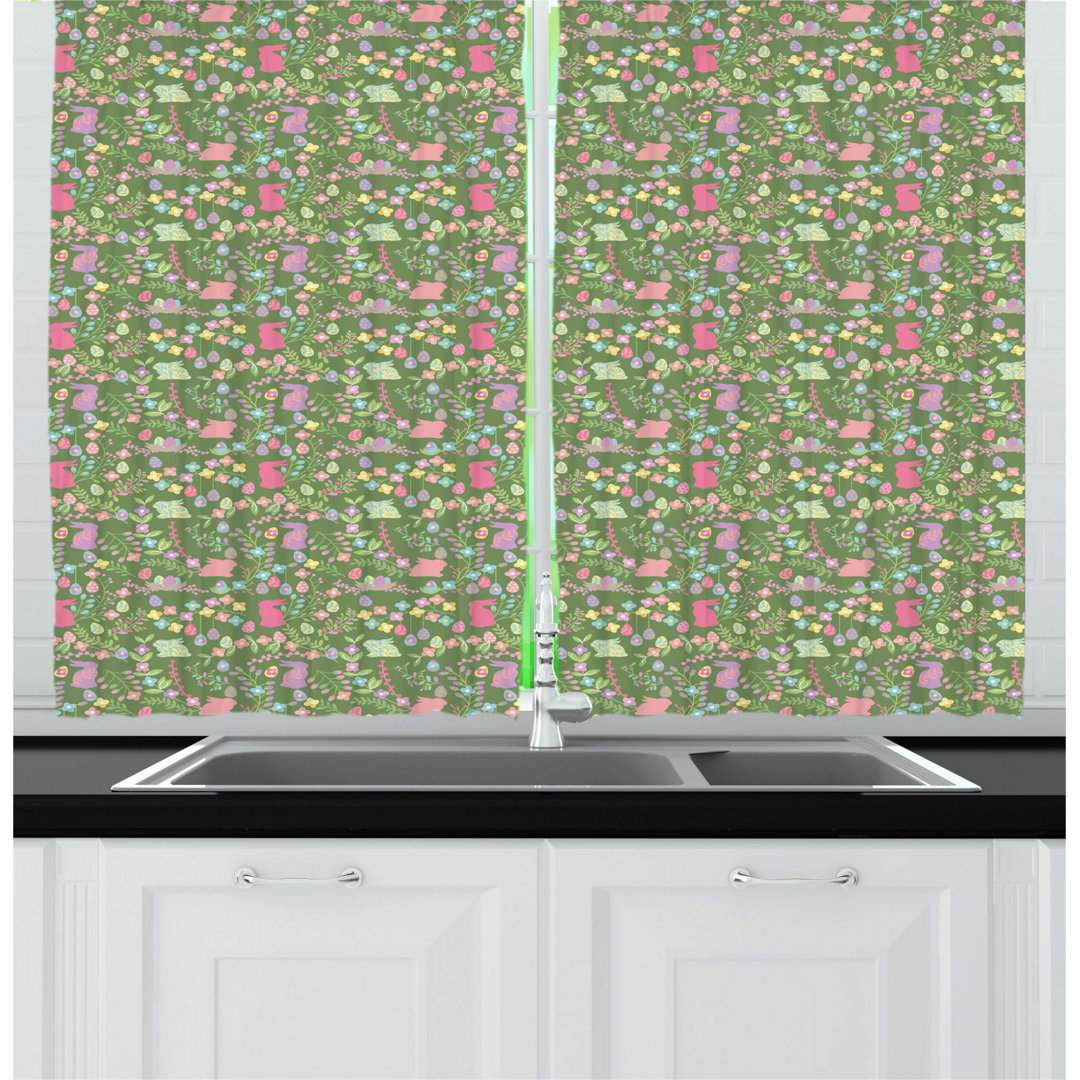 Floral Kitchen Curtain (Set of 2) East Urban Home
