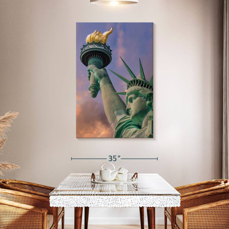 Aime Statue Of Liberty At Sunset, 48" H x 32" W