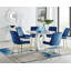 Scottsmoor Modern Halo Seat Round Dining Table Set - 6 Luxury Velvet Mid-Century Upholstered Chairs-739168539-739168615