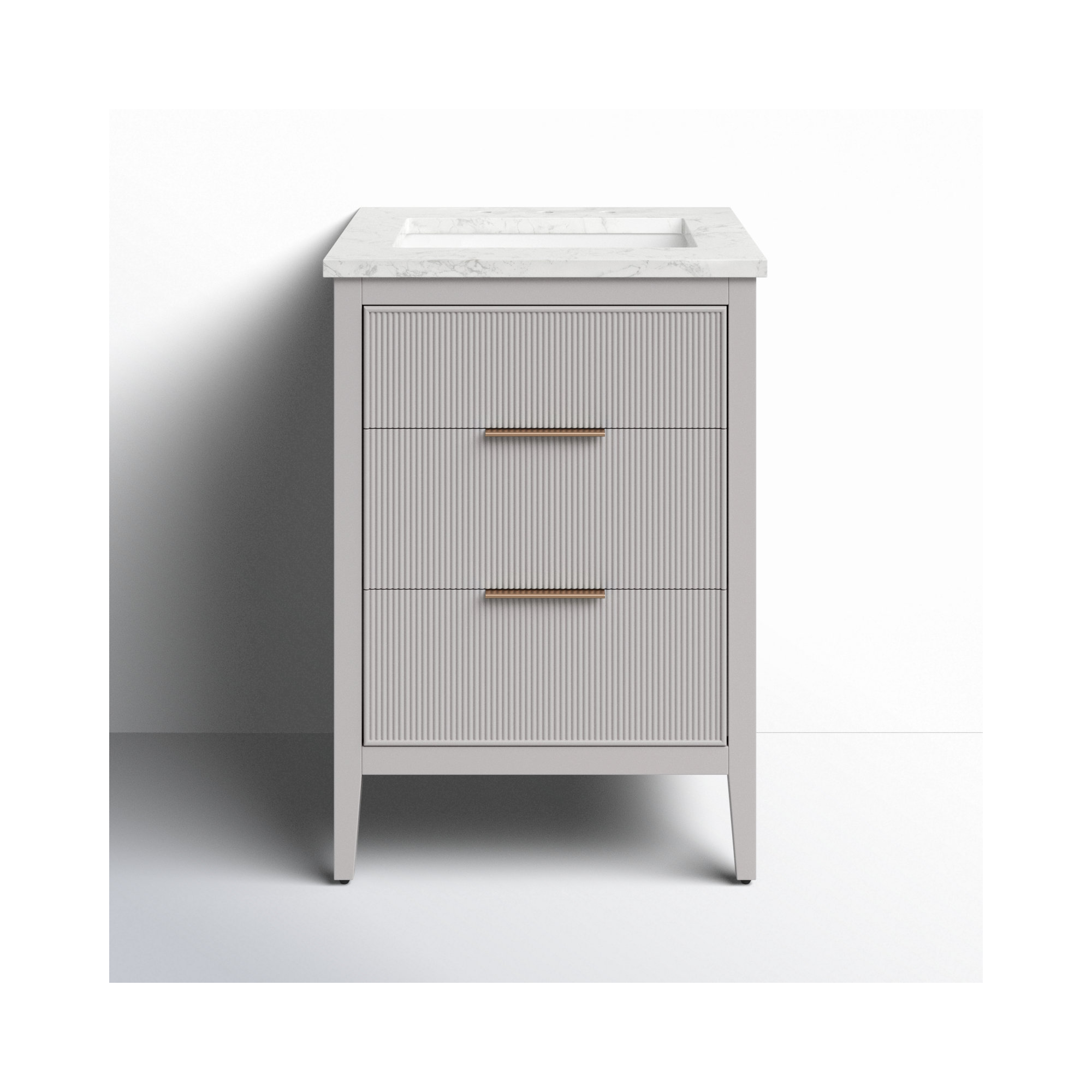 Bilroy 24'' Single Bathroom Vanity with Engineered Stone Top, Taupe
