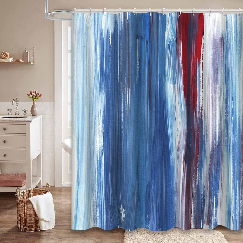 Rideau de douche rouge avec 12 crochets, L 72 po x l 78 po