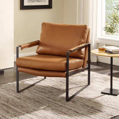 Mirsade 27.09'' W Leather Upholstered Accent Armchair