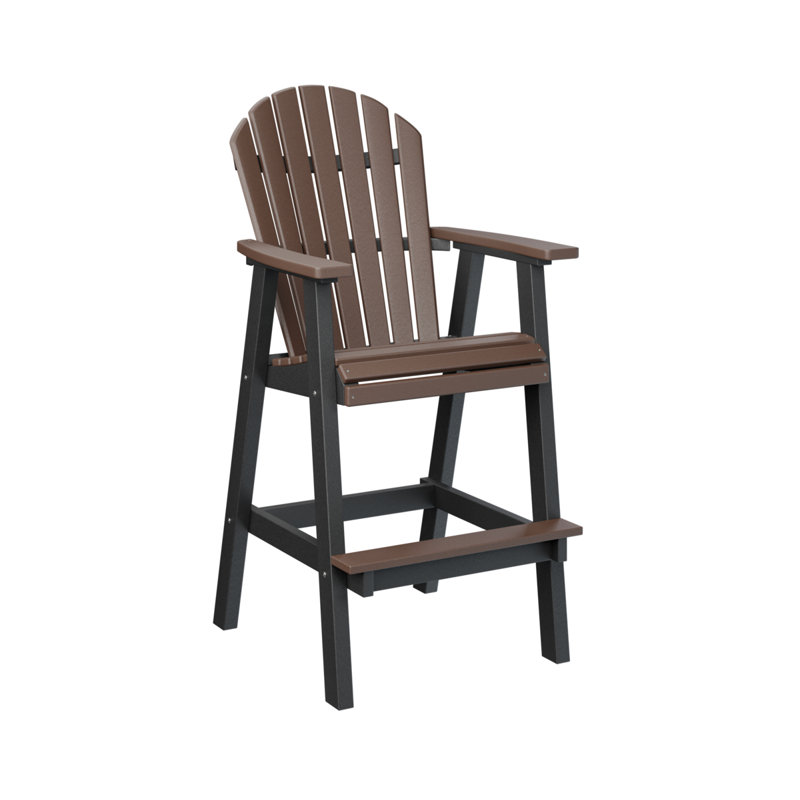 Comfo Back Outdoor Bar Stool, Chocolate Brown, Black