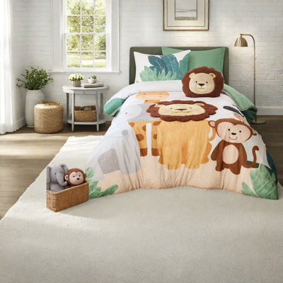 Ensemble de literie pour édredon Safari Lion, microfibre simple / simple TG, chambre d'enfant