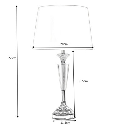 Wauregan 55cm Crystal Glass Chrome Table Lamp