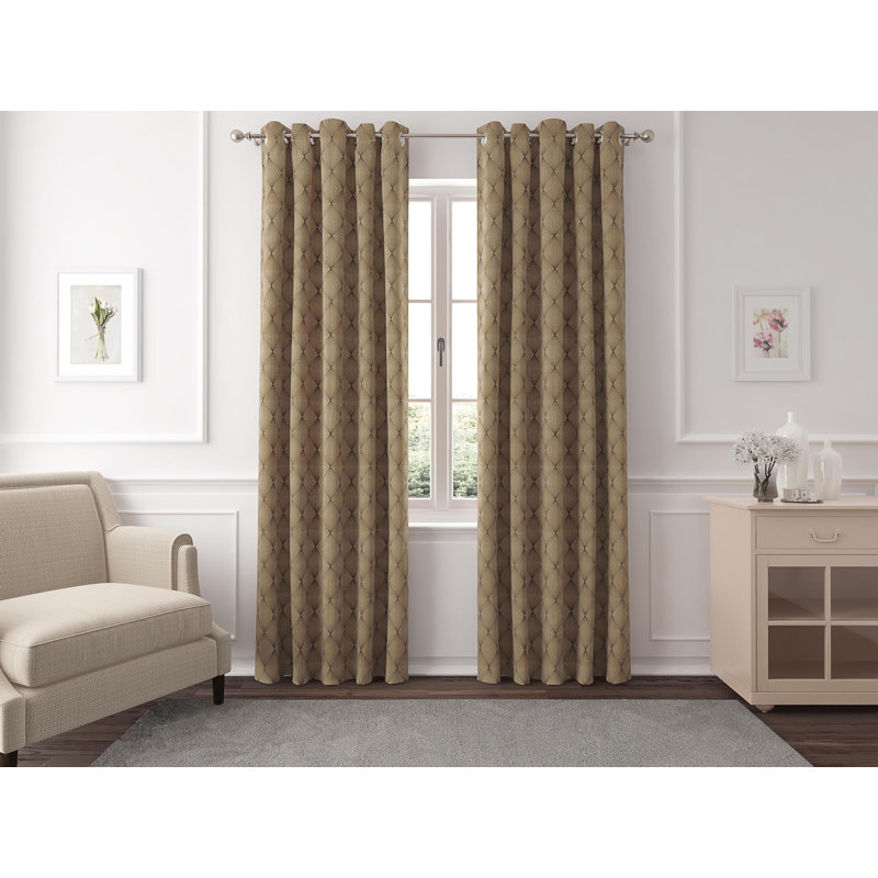 Paire de rideaux obscurcissant avec œillets Jacquard, Café