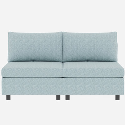 Canapé modulaire modulaire avec rangement sous le siège, canapé-lit, salon confortable et sans accoudoirs en tissu de chenille bleu antique pour canapé, rangement convertible, canapé modulaire, ressort à haute éponge