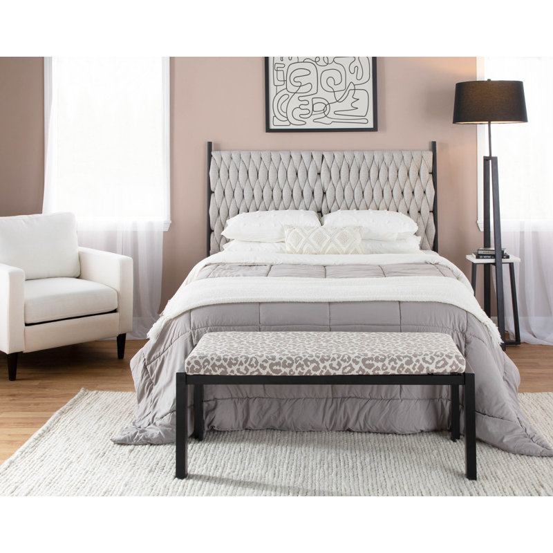 Maddison Queen Upholstered Braided Panel Headboard, Cream