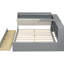 Lit plateforme double en bois gris avec tête de lit, étagères intégrées, 2 tiroirs et structure stable-1783327594