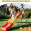 21 Climbing And Sliding Sub - Segment, 76.4-Inch Slide Track, Slip Steps, Indoor Outdoor, 3 8 Years, Red Plastic Thing,