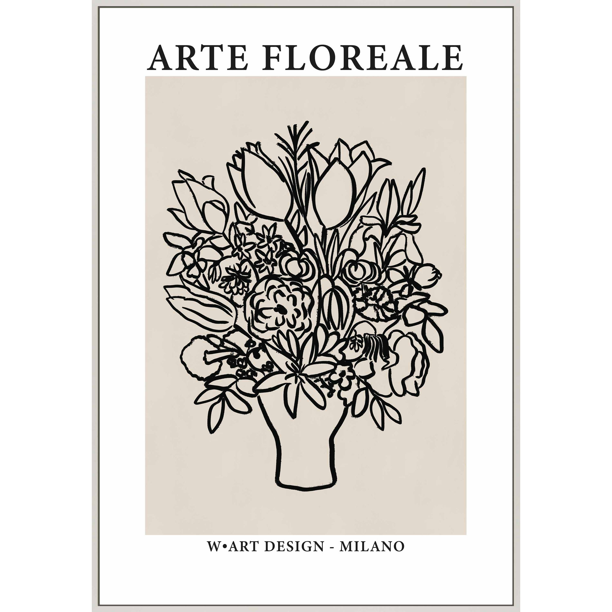 Arte Floreale 1 by Romina Gadler, 30" H x 21" W, White Canvas Framed