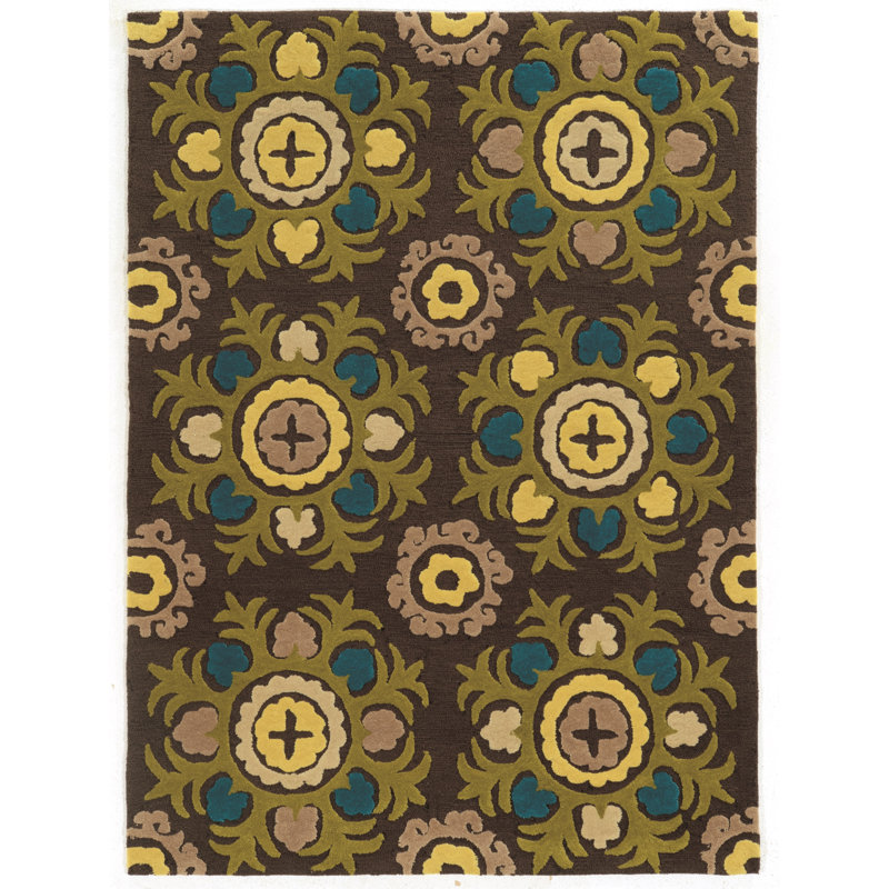 Equelle Hand Tufted Floral Indoor Rug, Rectangle 5' x 7'