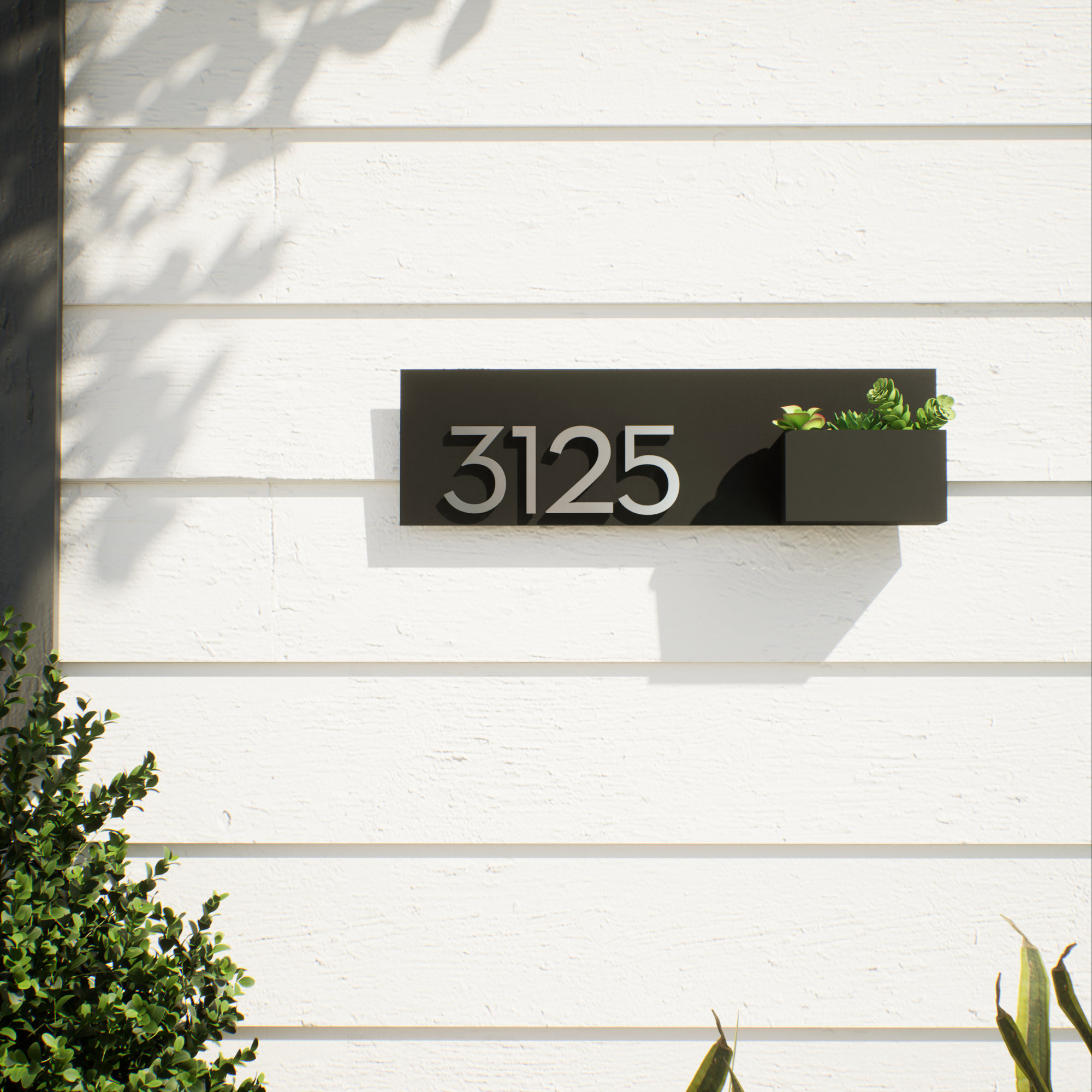 Vista View Wall Address Plaque, Black, Silver, Yes