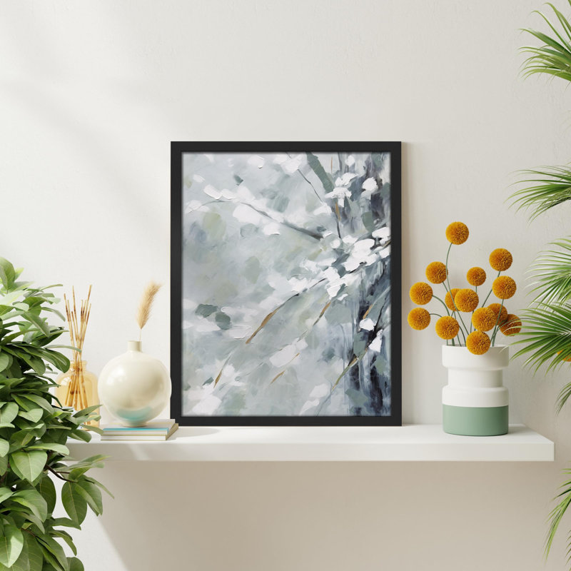 «Abstract Floral Brushstrokes» sur papier, Noir, H 14 po x l 11 po