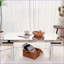 Table basse de 47 po avec miroir rectangulaire en verre trempé cannelé de 47 po, décor luxueux léger, assemblage facile en 2 étapes pour les petits espaces