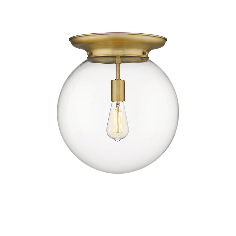 Plafonnier encastré 16 lumières 1 lumière Alfonsa, H 15,25 po x l 14 po x P 14 po, Transparent, Laiton brossé