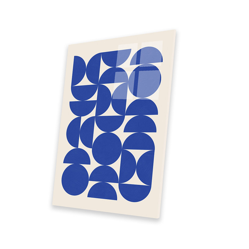 Imprimé demi-cercle bleu Matisse sur verre acrylique, H 24 po x l 16 po x P 0,25 po