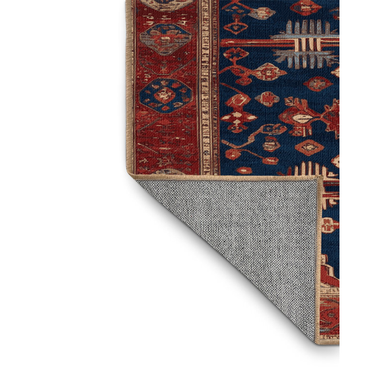 Machine Washable Turkish Brown Area Rug, Carré 7 pi