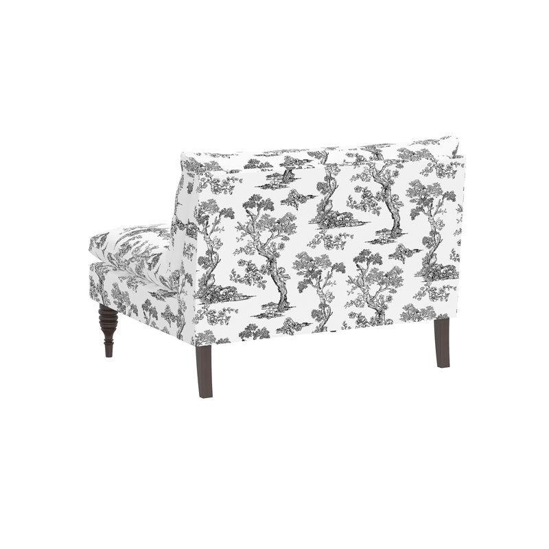 Red from Scalamandre Crafted by Cloth & Company Concord Settee in Pattern, Scm Toile Noir Linen