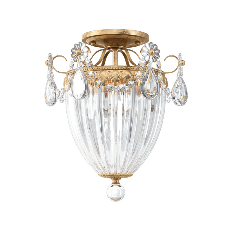 Bagatelle Crystal Semi Flush Mount, French Gold, Heritage Crystal