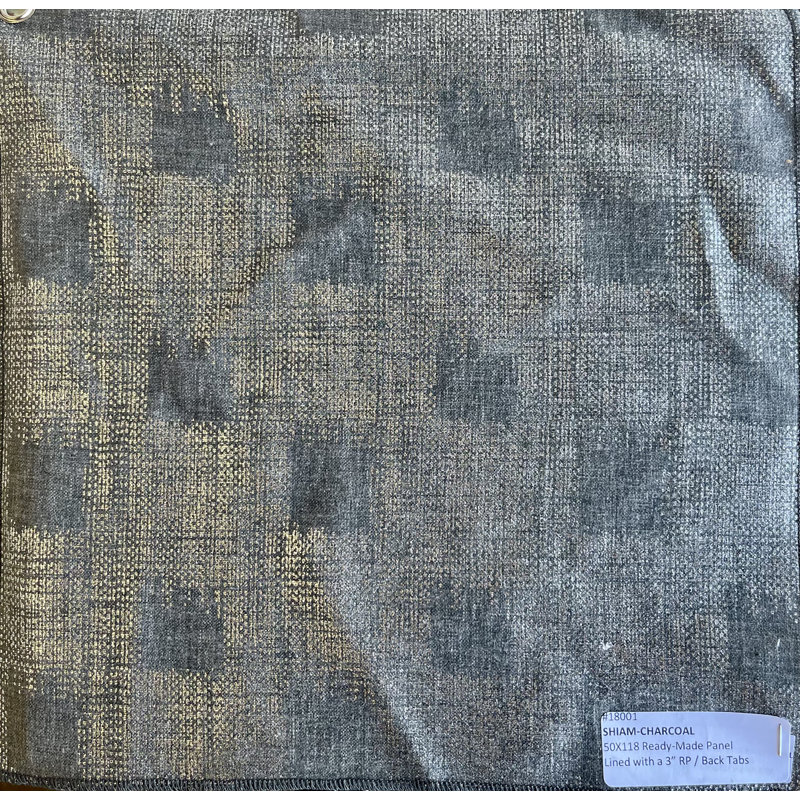 Shiam Cotton Blend Geometric Room Darkening Thermal Rod Pocket Curtain Panels, 50" W x 108" L, Chocolate/Gold