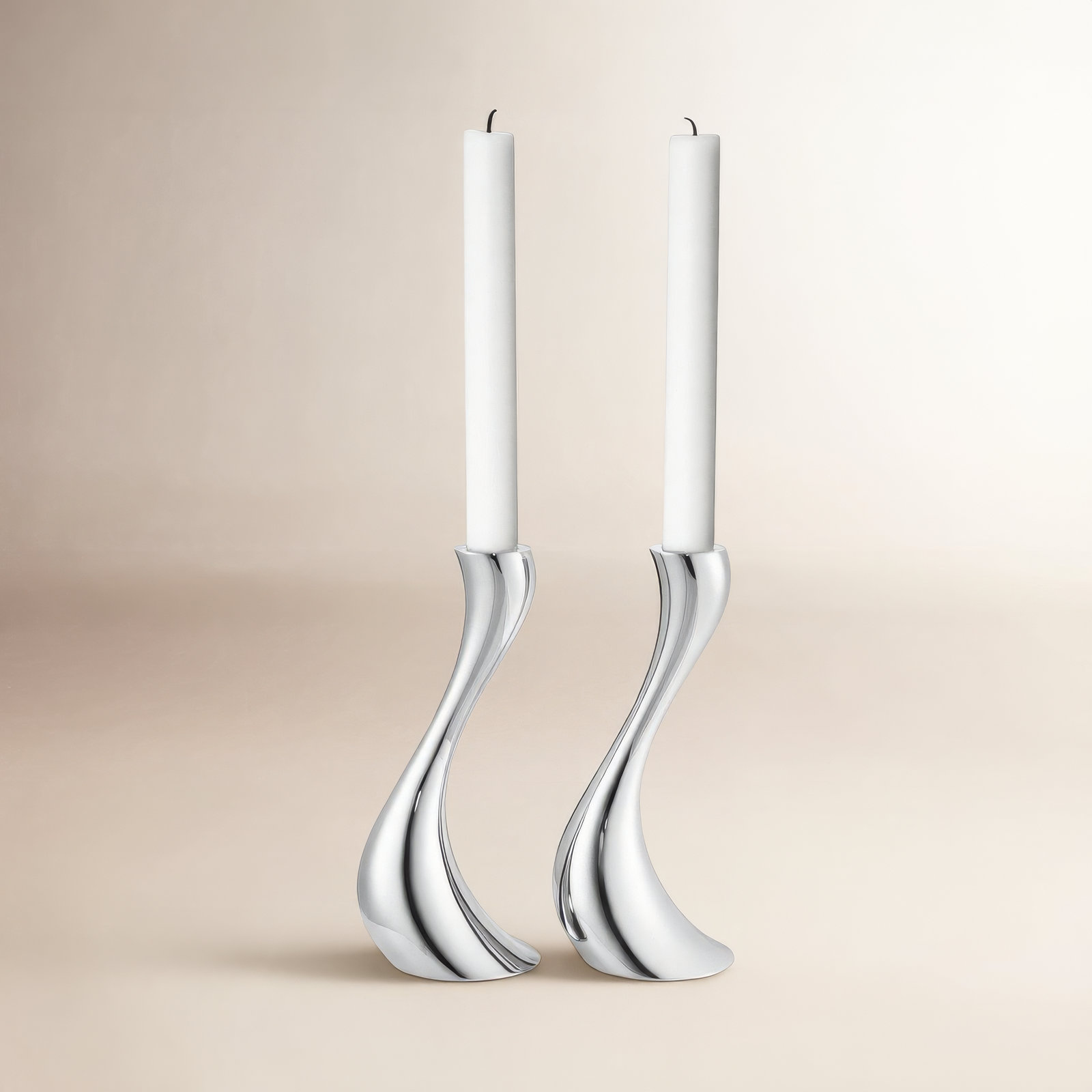 Cobra Stainless Steel Candlestick, Stainless Steel, 7.87" H x 3.15" W x 3.54" D