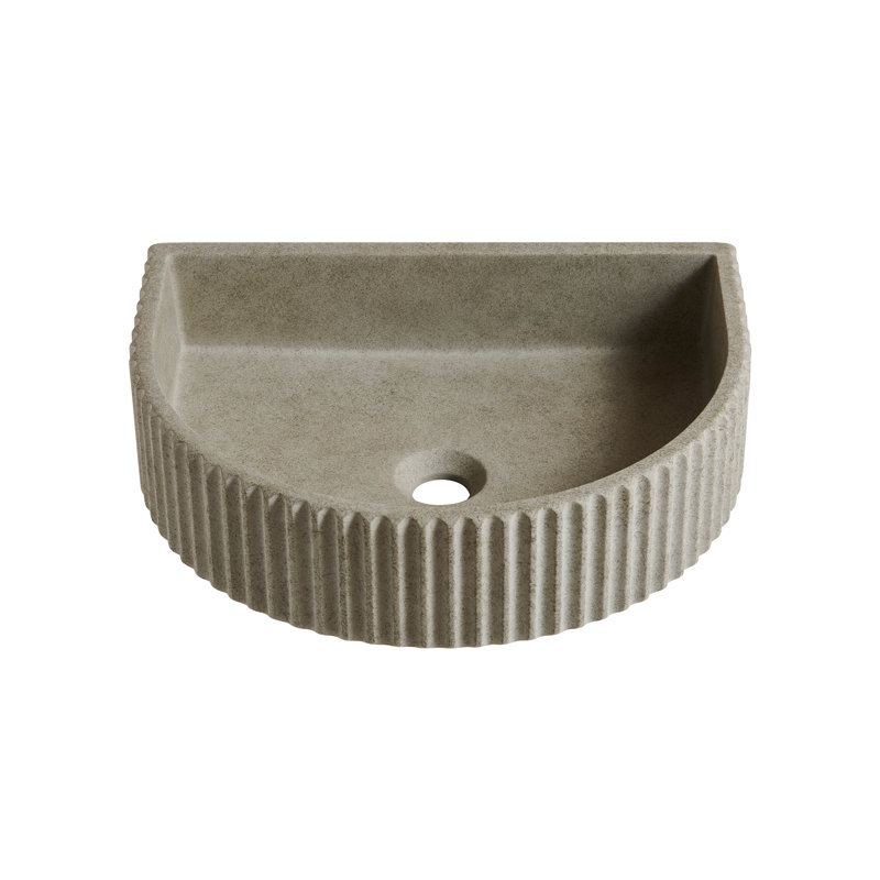 Lavabo de salle de bain de 45,7 cm (18 po), lavabo en microciment de forme irrégulière, sans meuble, sans robinetterie ni couvercle.