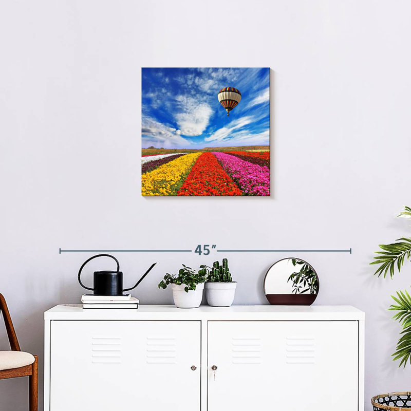Alvord ballon au-dessus d'un champ de fleurs