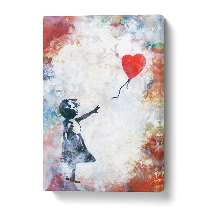 The Girl with a Red Balloon in Abstract - Wrapped Canvas, 76 cm H x 50 cm W