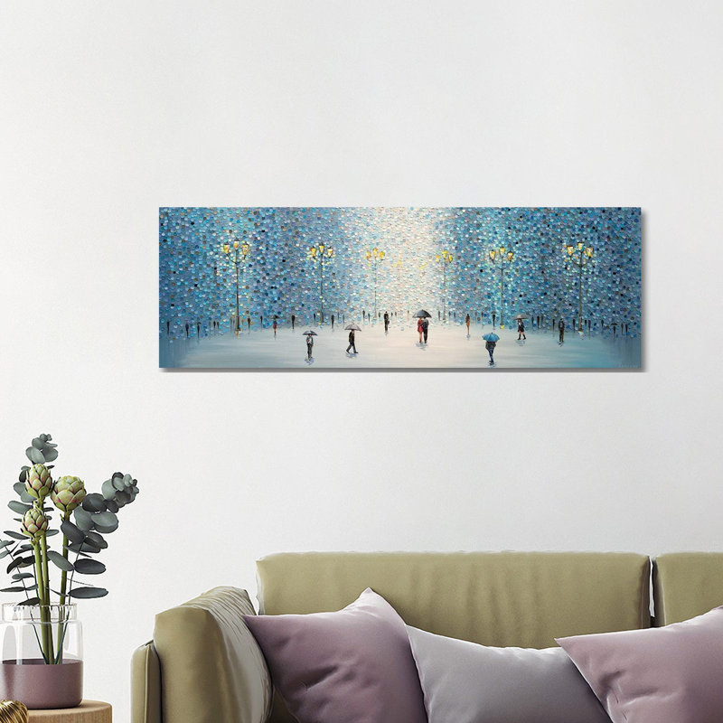 Rainy Street Lights - Giclée sur toile tendue avec châssis, H 16 po x l 48 po