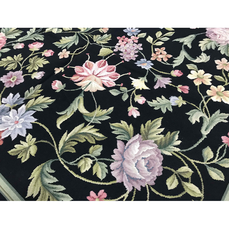 Hand-Knotted High-Quality Black Area Rug