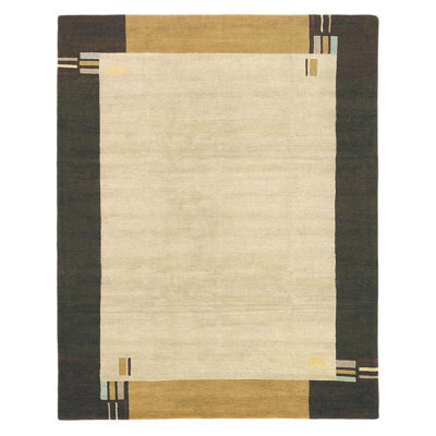 Kensington Wool Geometric Area Rug in Beige/Gray