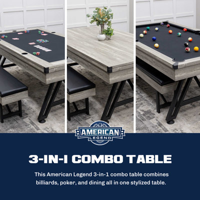 Table de salle à manger 3 en 1 avec billard américain et poker 89 "American Legend