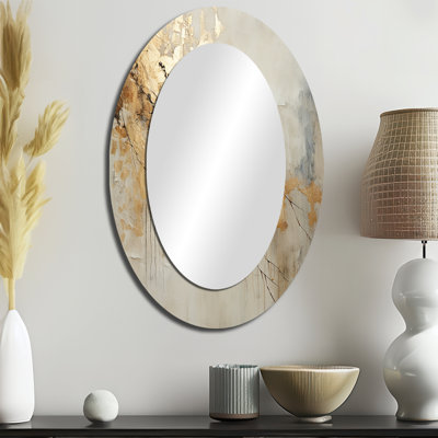 Miroir mural beige et or