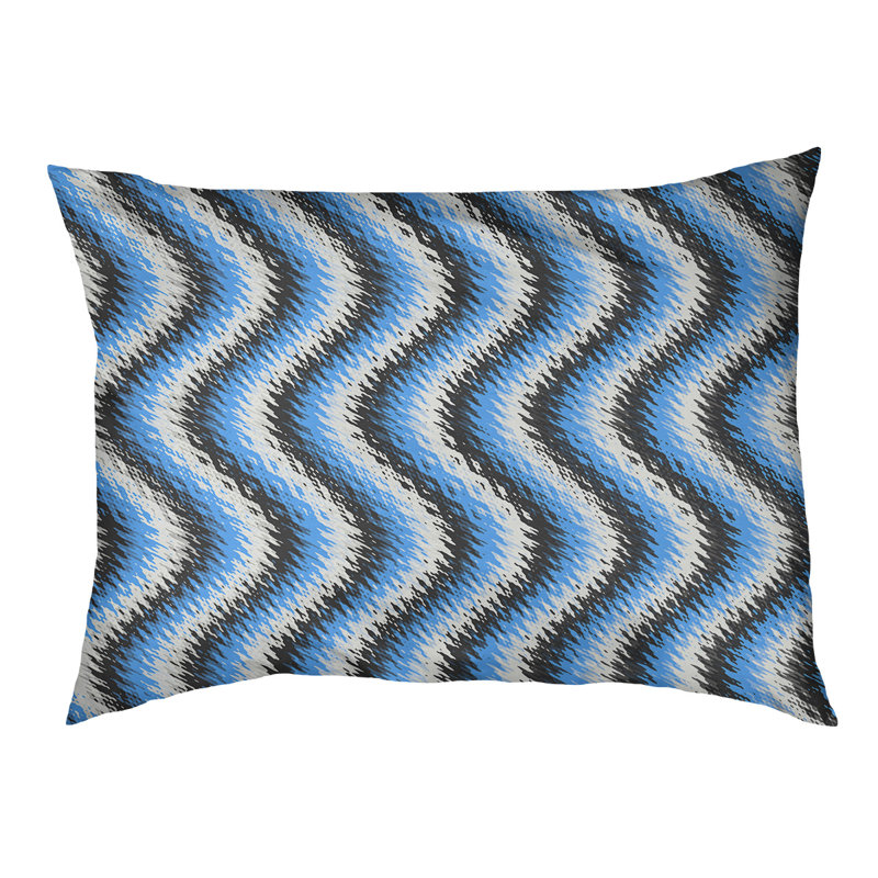 Oreiller pour chien à rayures ondulées pastel Campion, Très grand (l 52 po x P 42 po x H 17 po), Noir / Bleu