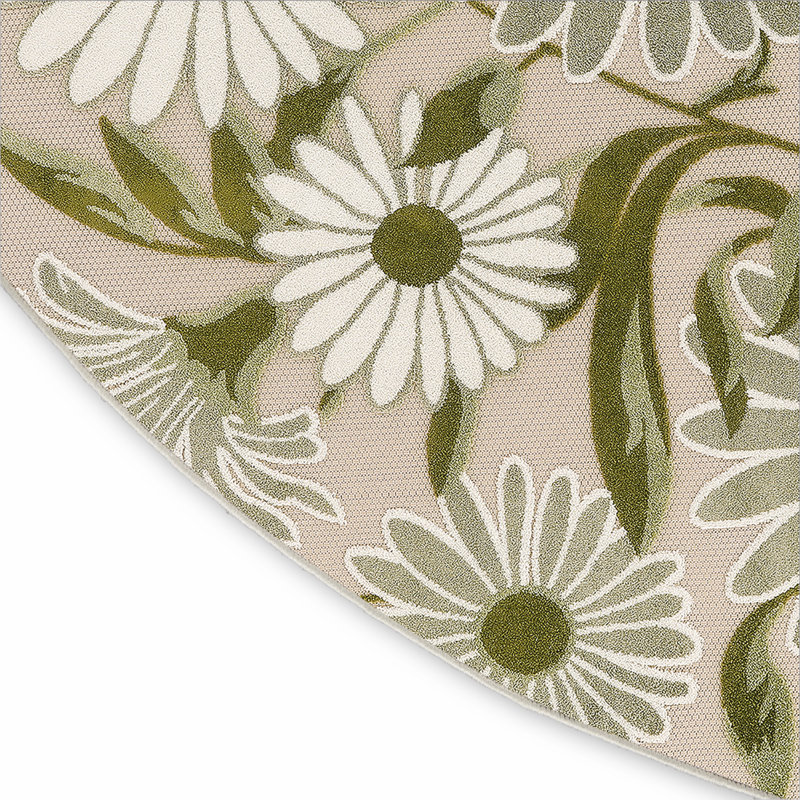 Tapis d'intérieur / extérieur à motif floral Niccoli, Rond 7 pi 10 po