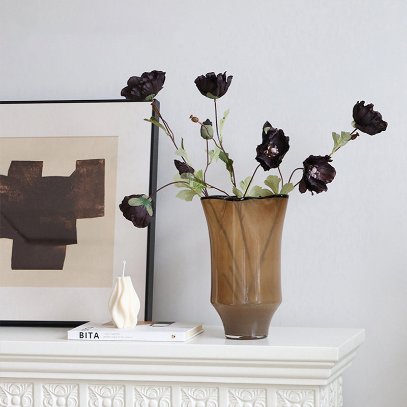 Brown Cylinder Modern Glass Table Vases