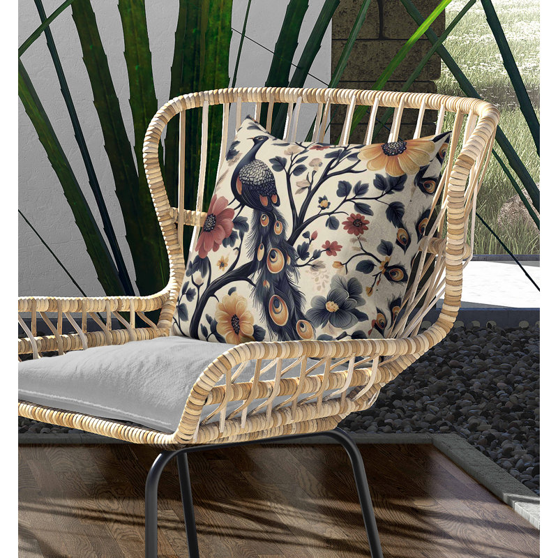 Coussin intérieur / extérieur Vibrant Vista, Carré 20 po, Gris / beige / orange / gris