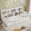 Wooden Floor Bed with A Fence-Style Guardrail,Featuring a Side Storage Decorative Function-419122247-419122240