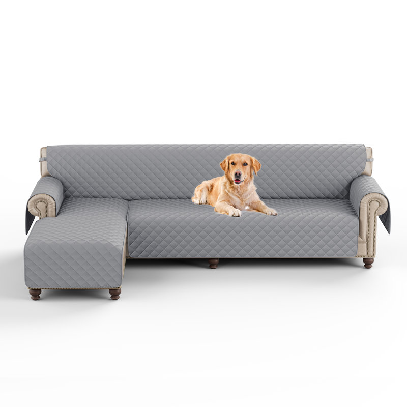 Microfiber / Microsuede Box Cushion Slipcover, 0.2" H x 102" W x 22" D, Light Grey Microfiber